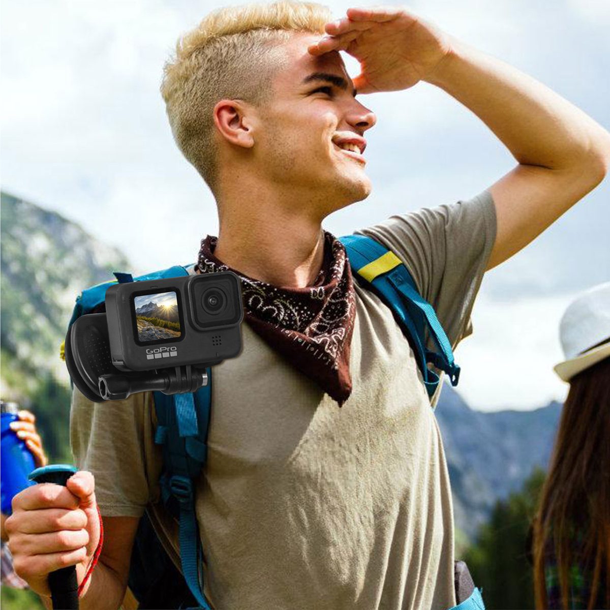 KINGKI chest mount worn while hiking